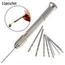 Metal Hand Twist Drill With 10 HHS Drill Bits Drilling Tool Watch Repair Too Dz