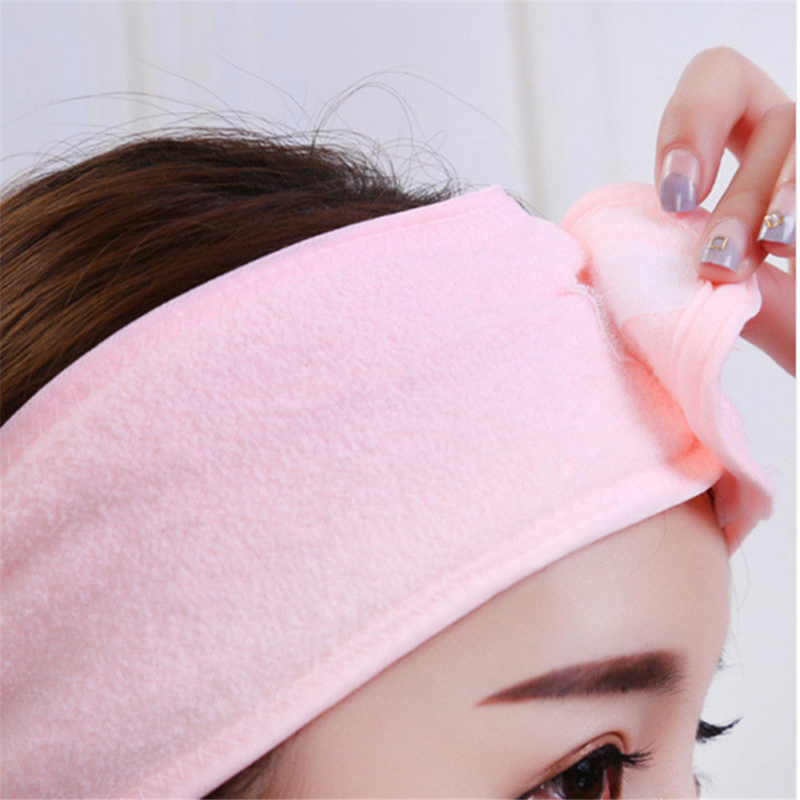 Women Adjustable Makeup Toweling Hair Wrap Head Band Salon SPA Facial Headband H