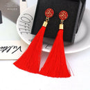 Women Long Earrings Hanging Bohemian Large Tassel Earring Ethnic Red