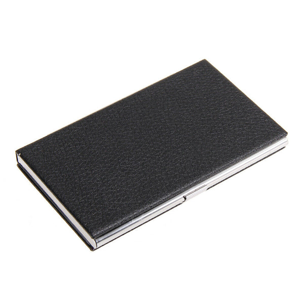 Modern Stainless Steel Leather Pocket Business Name Credit ID Card Holder #gib