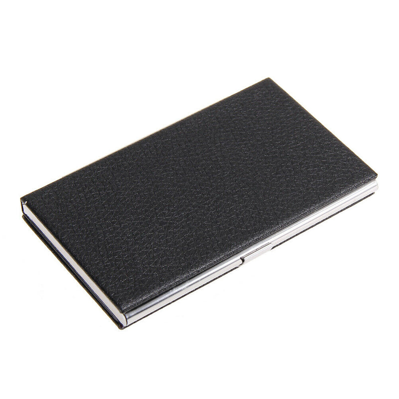 Modern Stainless Steel Leather Pocket Business Name Credit ID Card Holder