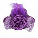 barrette mini hat feather fabric purple woman decor hairdressing E6E6