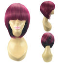 Ombre Wine Red/Black Short Straight Wigs Synthetic Hair Bob Women Fashion Soft