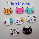 100pcs/Lot Mixed Cartoon CAT Wooden Buttons For Sewing Scrapbooking DIY