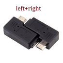 90 Degree Left &Right Angle Micro USB B Male to Female Plug Adapters charger *2