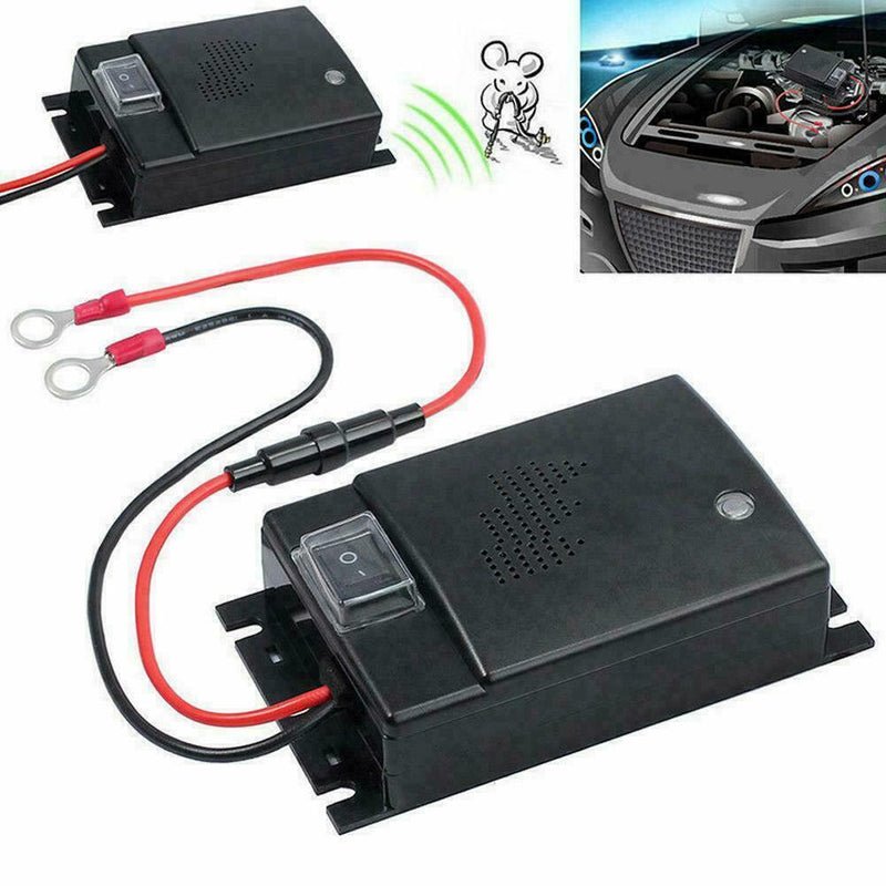 Ultrasonic Mouse Repeller Car Vehicle Rat Rodent Pest Animal Deterrent Blac F1F3