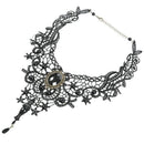 Gothic Victorian Black Lace Choker Necklace Metal Cameo Jewel Steampunk