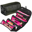 Portable Cosmetic Roll Up Makeup Organizer Case Travel Toiletry Bag Black N Y5B0