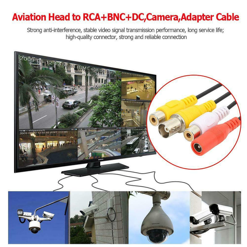 4Pin Aviation Head to RCA+BNC+DC Extension Cable Adapter for CCTV Camera