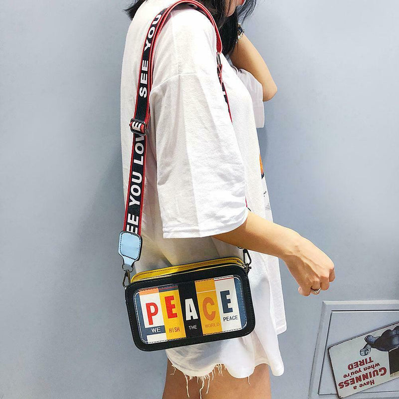 Women Retro Square Zipper Shoulder Crossbody Bags Ladies Handbag (Black)