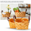 Creative hand-woven round hand-held fruit basket Bread basket wood basket p H4E9