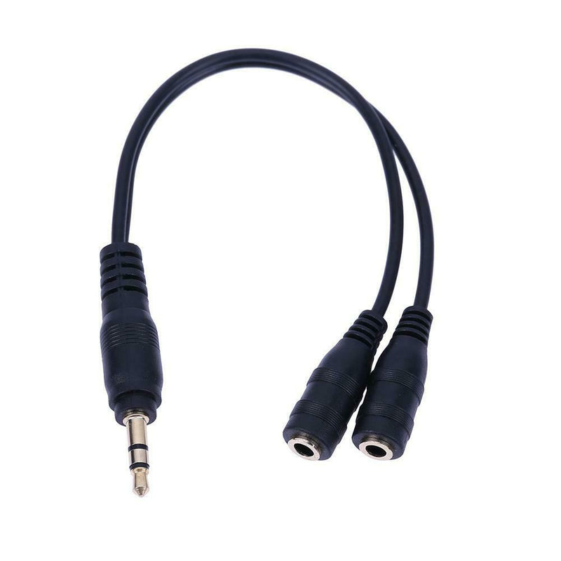 3.5mm 1 Male to 2 Female Y Splitter Stereo Extension Audio Cable (Black)