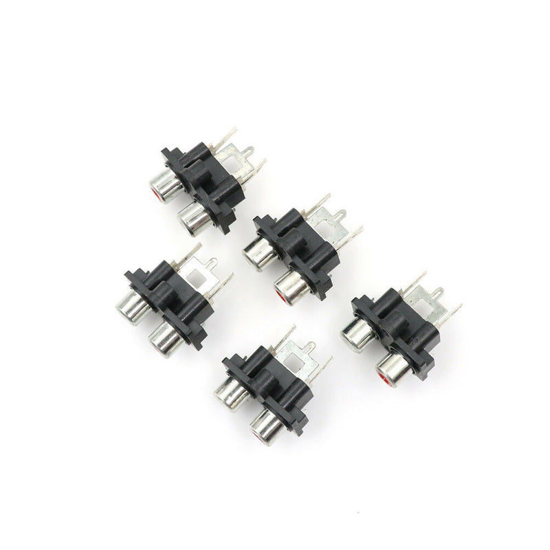 5Pcs 2 RCA Female Outlet AV Concentric Socket Connector  Z