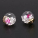 Korean Fashion Women Lady Elegant Rose Glass Ball Flower Rhinestone Stud Ea