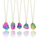 Rainbow Stone Natural Crystal Chakra Rock Chain Quartz Pendant Necklace Jewelry^