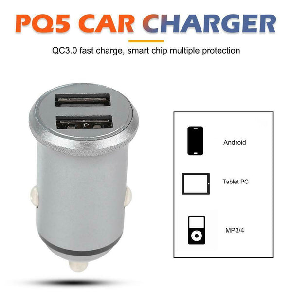 PQ5 36W Car Charger QC 3.0 Dual USB 5A Fast Charging Phone Charger Adapter #gib