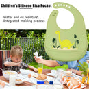 Cartoon Silicone Kids Bib Waterproof Baby Feeding Adjustable Apron (Green)