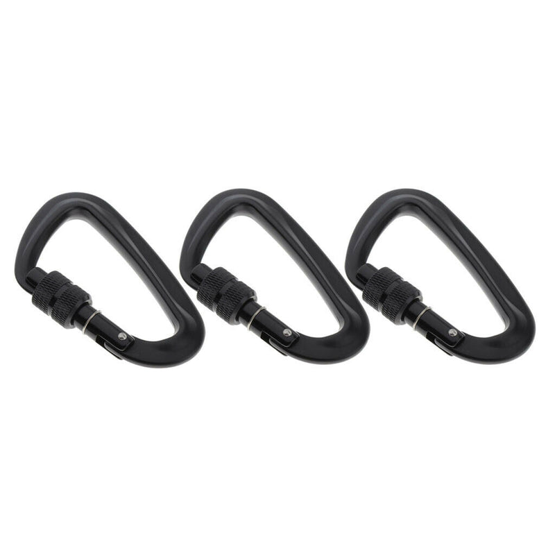 3x 12KN/5KN Screw Lock Carabiner D-Ring Durable Light for Camping Hiking