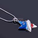 American USA Flag Star Design Diamante Pendant Patriotic Necklace
