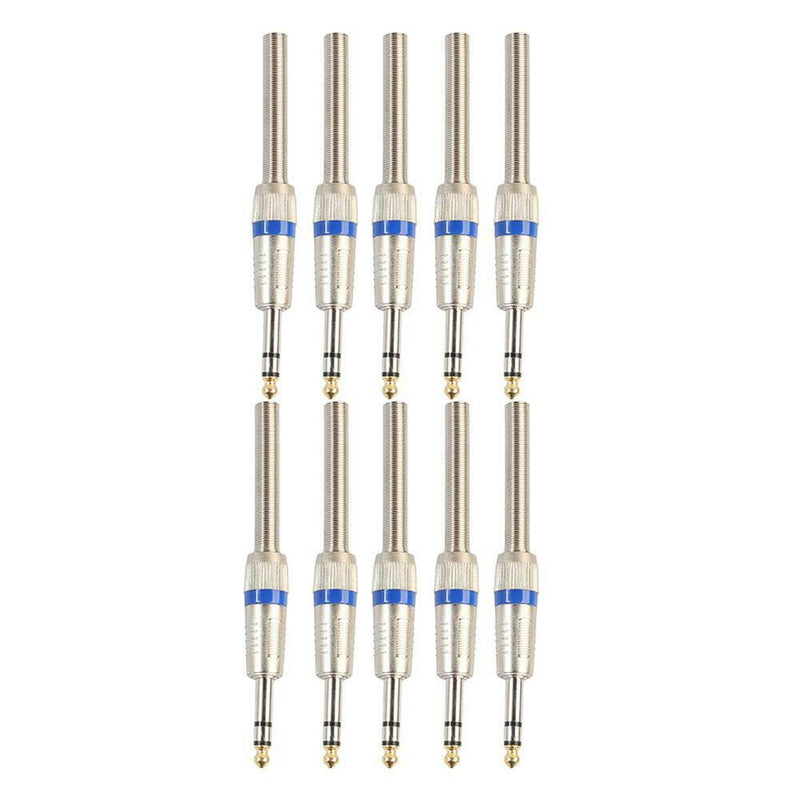10pcs 6.35mm Stereo Amplifier Microphone Plug Jack Stereo Audio Connector