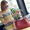 4Pcs Women Handbags Purse Shoulder Bags Casual Tassel Tote Bags(Red) K3K4