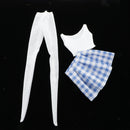 1/4 Blue Plaid Skirt + Vest + Stocking Suit For  DOD 43cm Dress Up
