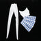 1/4 Blue Plaid Skirt + Vest + Stocking Suit For  DOD 43cm Dress Up