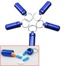 Durable 5pcs Waterproof Aluminum Medicine Pill Box Holder Keyring Container