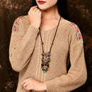 Ethnic Style Creative Jewelry Tassel Necklace Female Wooden Pendant Item Re