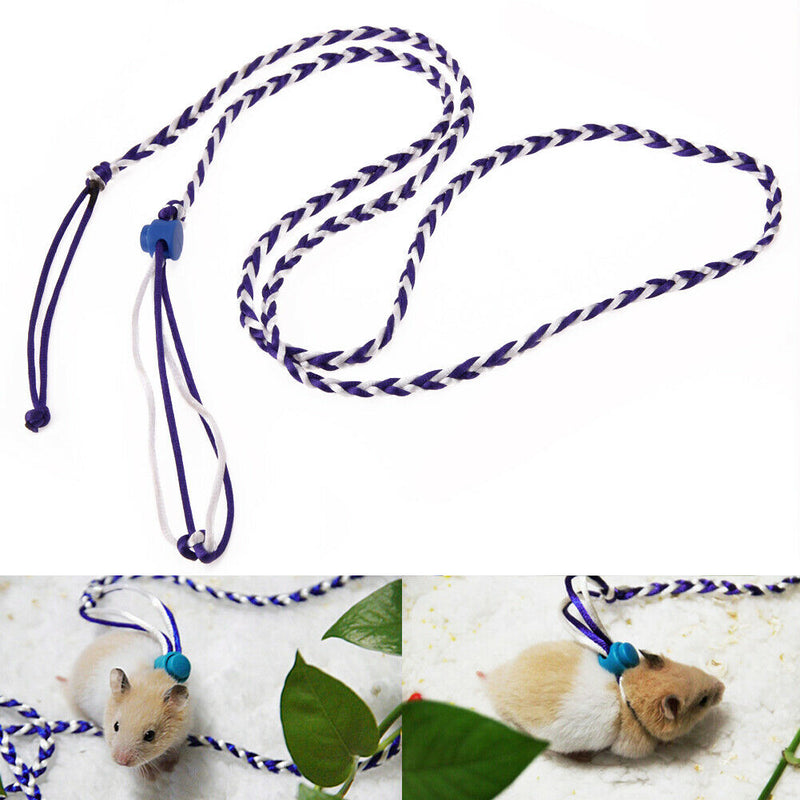 Pet Hamster Cage Leash Adjustable Pet Rat Mouse Harness Rope Leash(Blue)