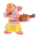 4x Lovely Mini Pig Family Band Handpainted Figures Set Prop Decoration