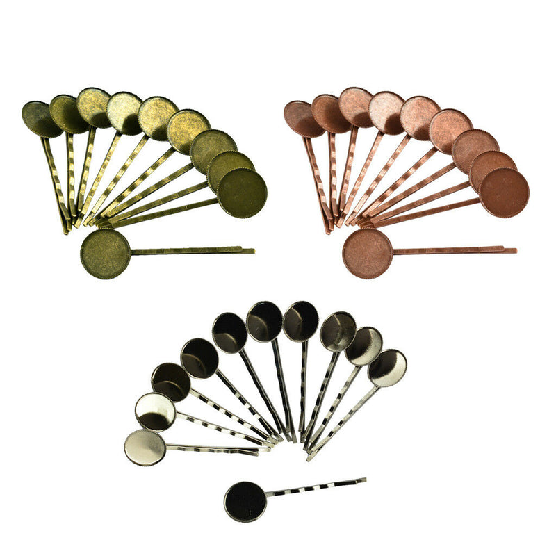 30Pcs Hair Slide With Pad Clips Cabochon Setting Blanks Tray DIY Findings