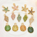 13 Pcs/Set Mixed Starfish Conch Shell Metal Charms Pendant DIY Jewelry Making