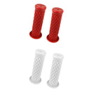 2 Pair Motorbike Motorcycle Handlebar Handle Bar Grips Red and White - 22mm/24mm