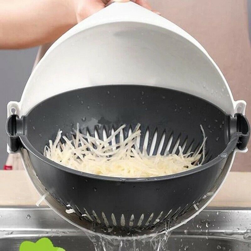 Magic Rotate Vegetable Cutter with Drain Basket Multi-Functional Kitchen Ve C2F4