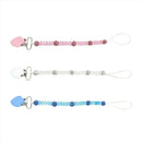 3 Pieces Baby Pacifier Crystal Pacifier Chain Clip  Pink  Blue  White