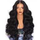 Black Curly Wavy Brazilian Remy Human Hair Body Wave Lace Front Human Hair Wig D
