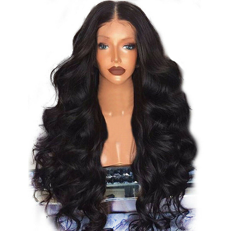 Black Curly Wavy Brazilian Remy Human Hair Body Wave Lace Front Human Hair Wig D