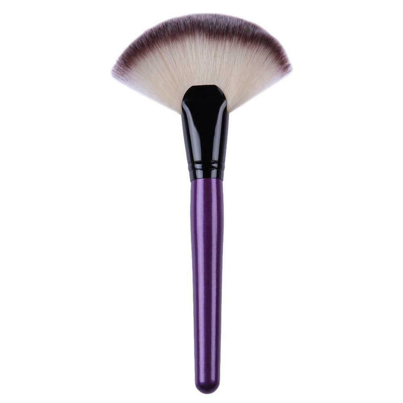 Pro 1pc Makeup Large Fan Brush Powder Blush Beauty Cosmetic(Purple)