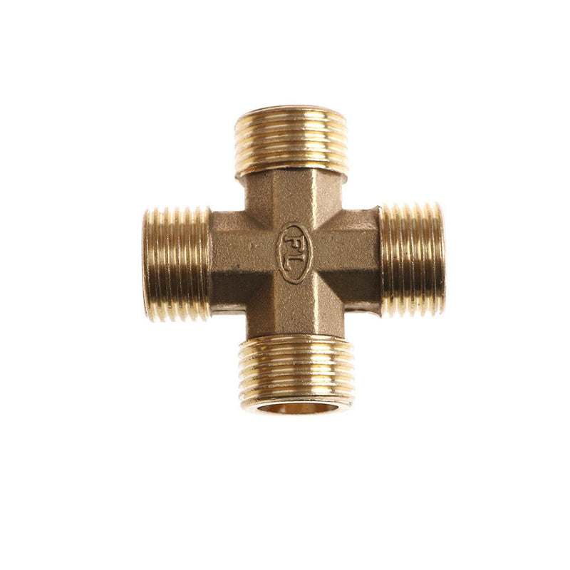 1/2" BSP Male Thread 4 Way Brass Cross Pipe Fitting Adapter Coupler Connector  Z