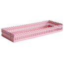 Sweetgo Pink Rectangle Cupcake Tray Hollow Out Race Edge Metal Stand Cake A