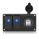 LED Rocker Switch Panel Breaker 3.1A Dual USB Port for Auto Car Yacht Marin E8I5