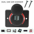 Waterproof 3.1A Dual USB Charger Socket Outlet 12V Red LED for Motorcycle Car