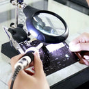 360 Rotation LED Magnifying Glass Soldering Iron Stand Len Magnifier Tool Kit