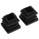 12 Pc 16mm x 16mm Square Striated Plastic Table End Plugs Inserted Tube