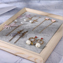Flannelette Solid Wood Photo Frame Jewelry Display Rack Earrings Show Stand