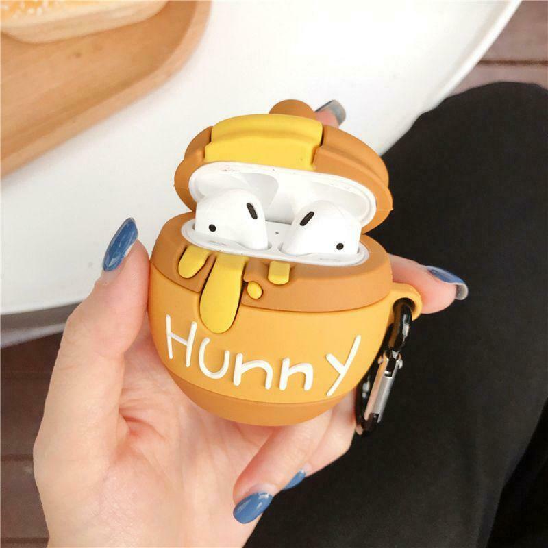 Honey Pot Protective Case Silicone Cover Shell with Carabiner for Airpods 1/2