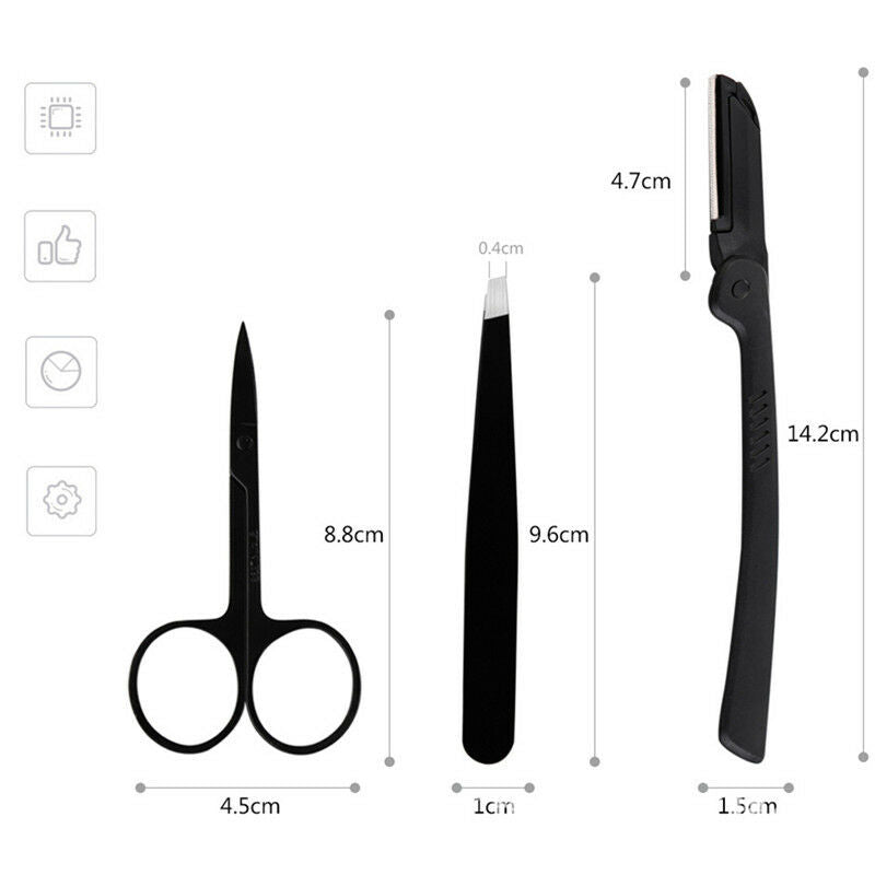 3x Professional Stainless Steel Eyebrow Cutter Eyebrow Scissors Eyebrow Knif Bj