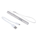 USB Rechargeable Pen Light Mini LED Flashlight Double Lamp Bead Camping BBQ