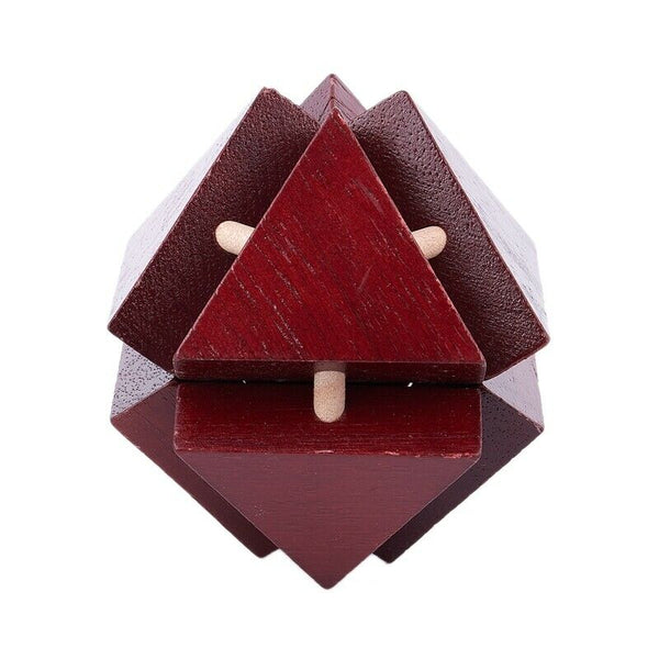 Wooden Triple-cornered Lock Smooth and Slick Lock Logic Puzzle Burr Puzzles I7C8